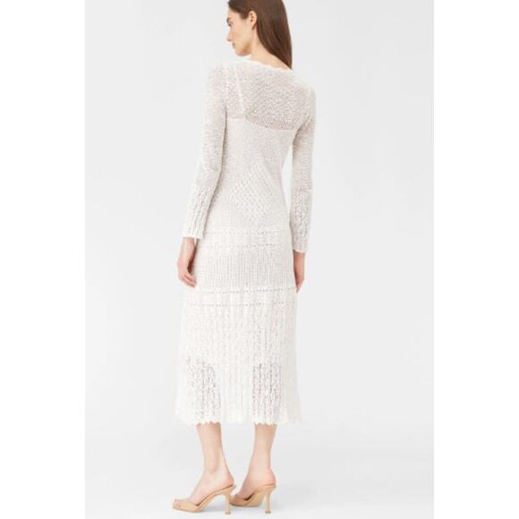 Rebecca Taylor Women's Long Sleeve Lace Pointelle Dress in Milk Medium - Picture 2 of 8